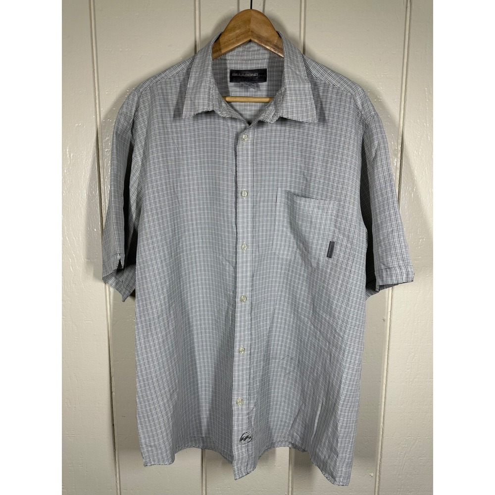 Billabong Button Up Shirt Mens XL Gray Plaid M5023R0A Short Sleeve Surf Casual